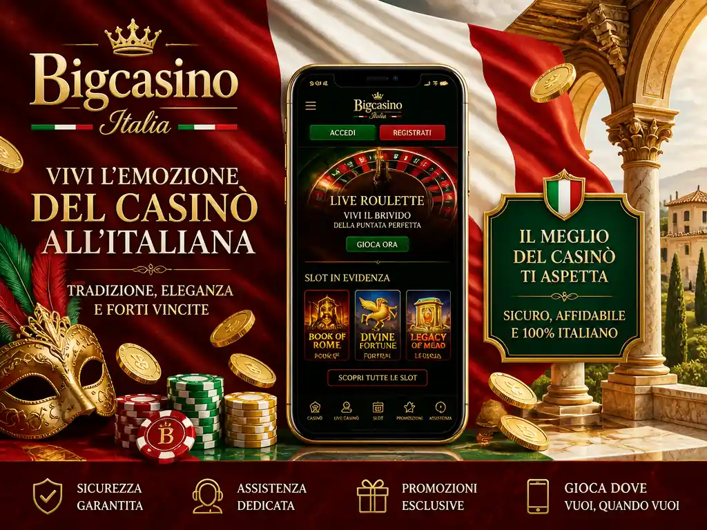 Bigcasino Italia live roulette slot in evidenza Book of Rome Divine Fortune Legacy of Dead
